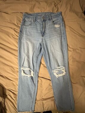 American Eagle Light Blue Ripped Mom Jeans